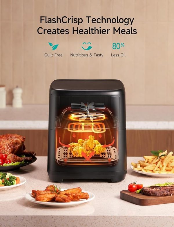 HiCOZY 10-in-1 Air Fryer, 6QT Family Size, Flash Crisp Technology, 400F for Hot & Crispy Results in Minutes, Roast, Reheat, Dehydrate & More, Black - Image 3