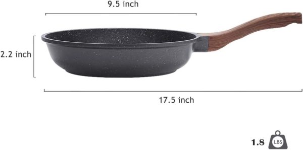 SENSARTE Nonstick Frying Pan Skillet, Swiss Granite Coating Omelette Pan, Healthy Stone Cookware Chef's Pan, PFOA Free (8/9.5/10/11/12.5 Inch) (9.5 Inch) - Image 5